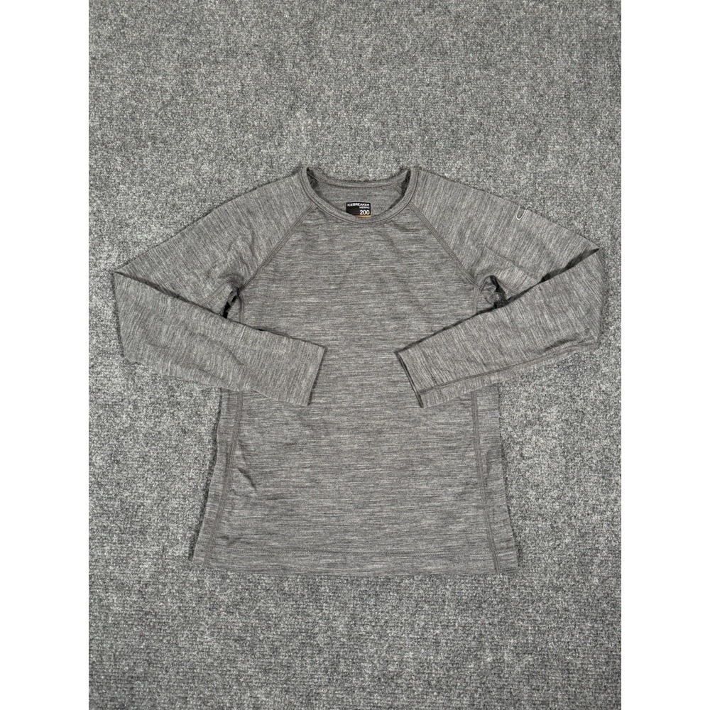 Icebreaker Oasis 200 Merino Wool Base Layer Shirt Youth Size 8 Gray Long Sleeve